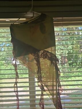 PrettyLittleThing Yellow Sheer Lace Accent Scarf